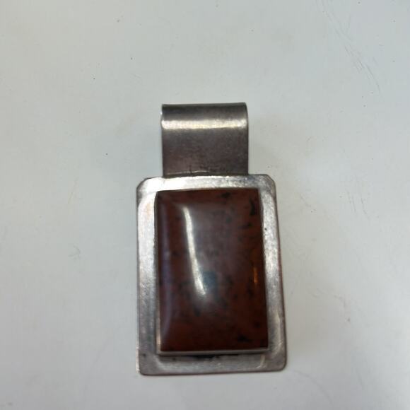 Taxco Mexico TS-94 925 Sterling Silver Mahogany Obsidian Pendant - Picture 7 of 7